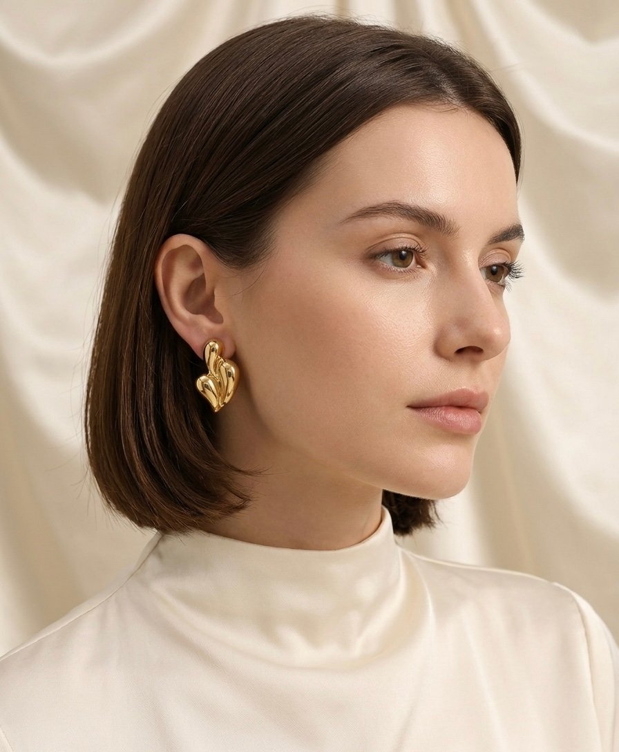 Golden Flow Triform Earrings - Image 2