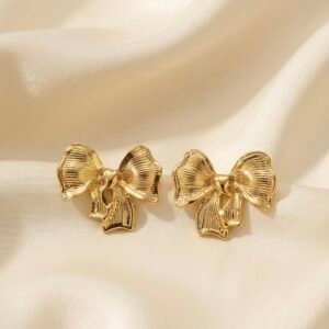 Golden Ribbon Luxe Bow Earrings