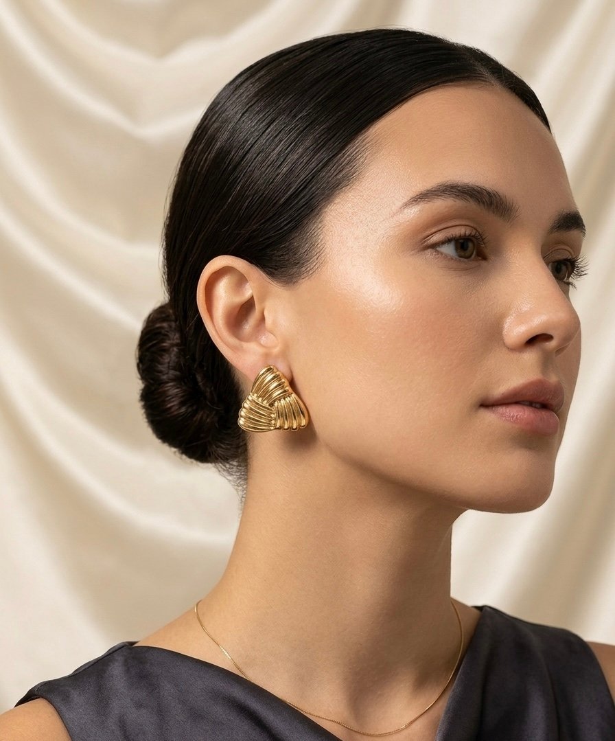Golden Folded Aura Earrings - Image 2