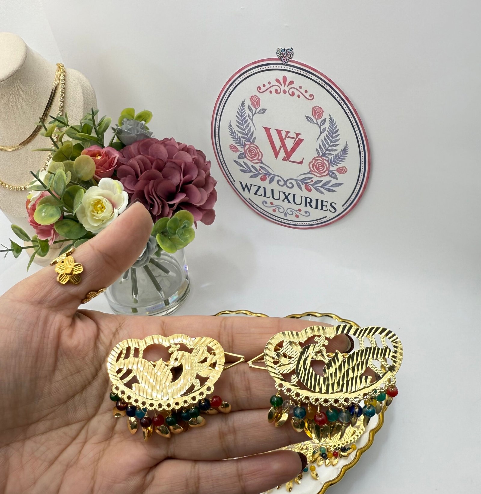 Golden Peacock Traditional Multicolor Hairpins