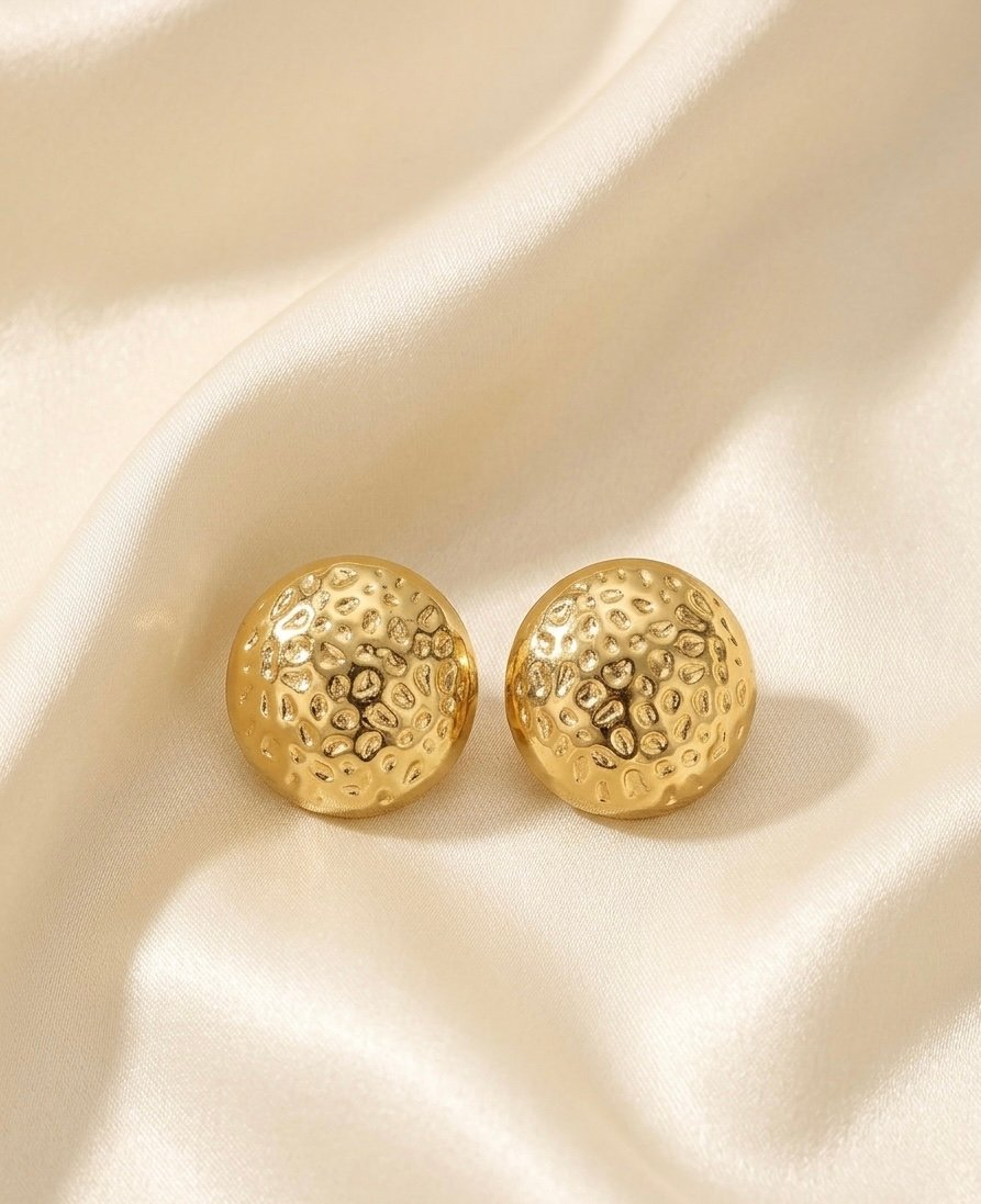 Golden Aurora Hammered Disc Earrings