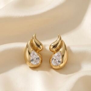 Golden Flame Crystal Drop Earrings