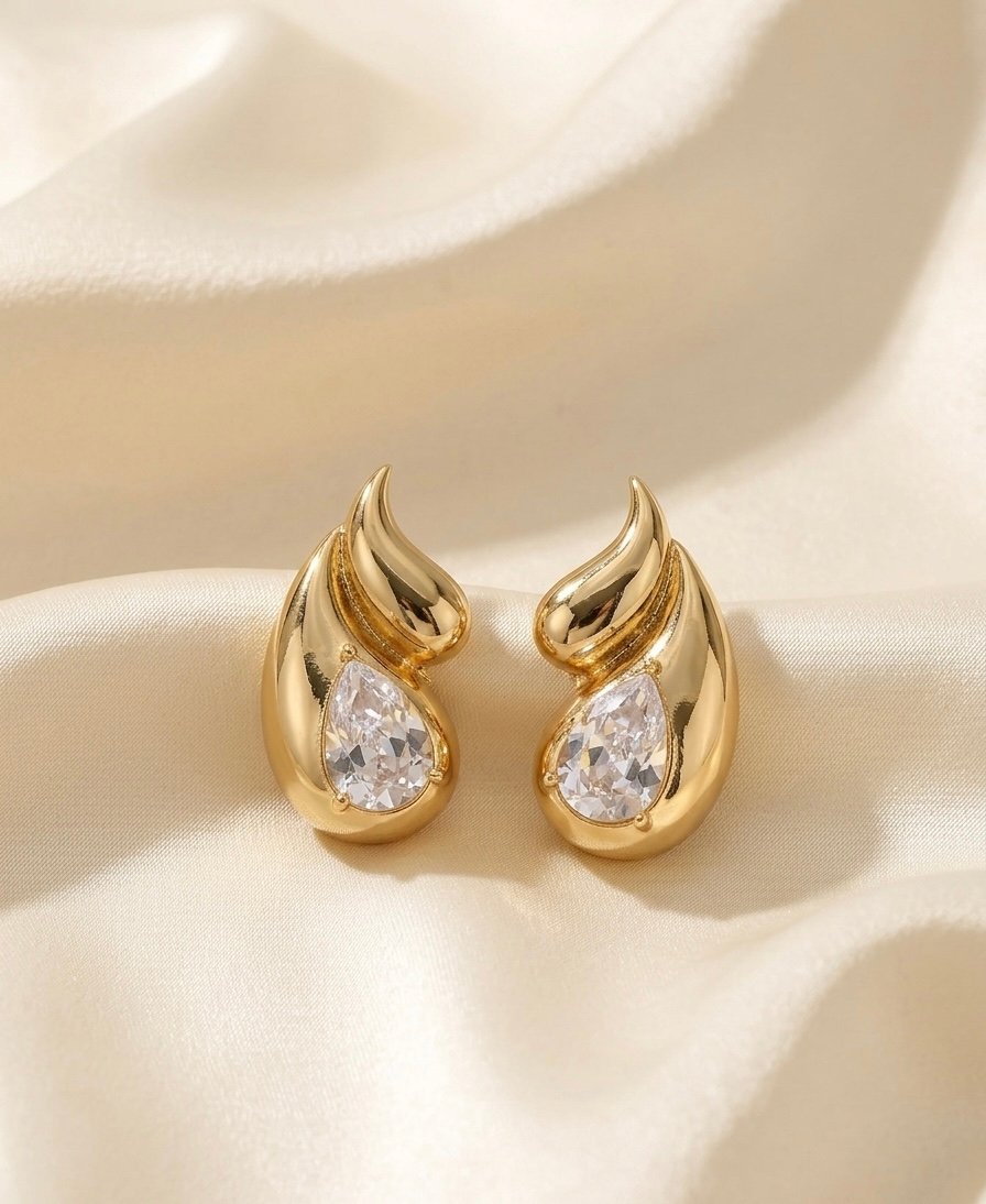 Golden Flame Crystal Drop Earrings