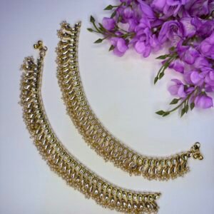 Golden Pearl Dewdrop Kundan Jhanjhar